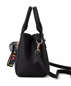 Alternative view of Embroidery Messenger Bags Women Leather Handbags Bags for Women Sac a Main Ladies hair ball Hand Bag