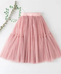 Alternative view of Kids Skirts For Girls Cotton Lace Tutu Pleated Skirt Black Pink Gray Children's Clothing 4 6 8 10 12Y Pettiskirt Party Clothes