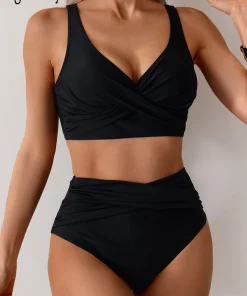 VigoBreviya 2025 Sexy Solid Strapped Swimwear Women Cross Push Up Bikini Set Brazilian Lady Swimsuit High Waist Beach Bath Suit