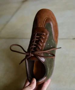 Alternative view of Vintage German Training Baseball Shoes for Women's Genuine Leather Woman Running Sports Shoes Outdoor Tennis Lace-up Sneakers