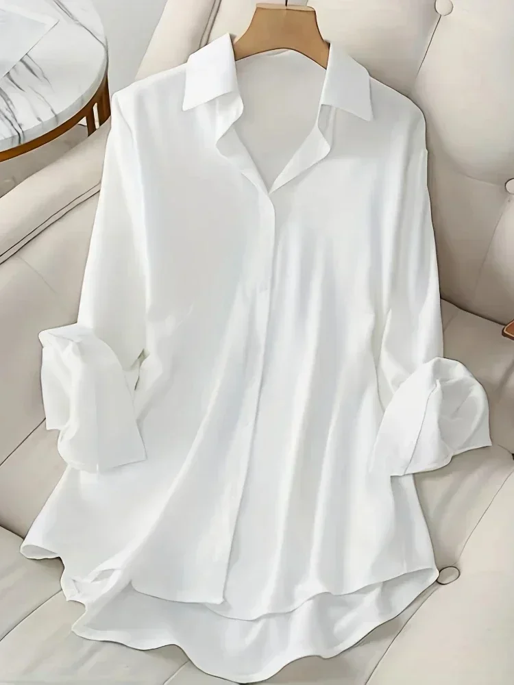 Plus Size Shirts 2025 Summer New Women's Casual Loose Fashion Top Elegant Korean Style Solid Sweet Blouses Single-breasted Lapel - Image 5