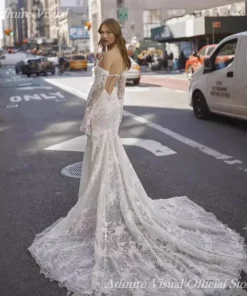 Alternative view of Newest Wedding Dresses Lace Mermaid Long Sleeves Off The Shoulder With Illusive Back Customized Bride Gowns Vestidos De Novia