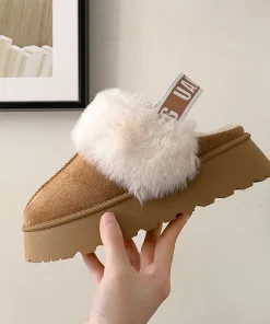 2025 Winter Woman Slippers Plush Women's Boots Keep Warm Winter Shoes Fur Snow Botas Mujer Slip on Fur Shoes Women Footwear 11