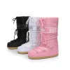 European Women's Waterproof and Non-slip Cloth Space 2025 New platform heels Short Tube Thickened Warm Snow Boots