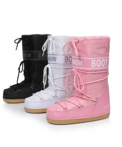 European Women's Waterproof and Non-slip Cloth Space 2025 New platform heels Short Tube Thickened Warm Snow Boots