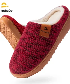 Pmoiste Soft Knited House Slippers Women Comfortable Warm TPR Wedge Memory Foam Designer Luxury Living Room Shoes Winter Indoor