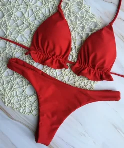 Alternative view of Summer Swimsuit Women Sexy Lace Up Padded Push-up Bikini Set Bandage Brazilian Swimwear Bathing Suit Beachwear