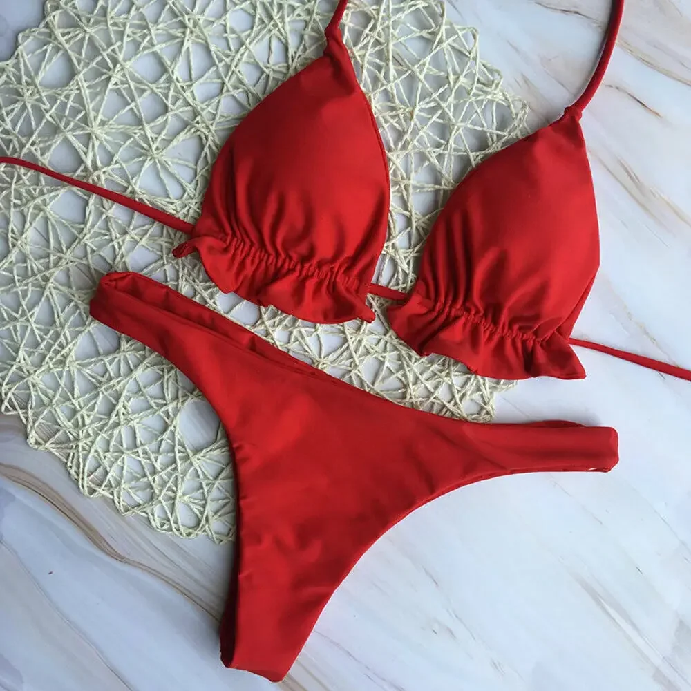 Summer Swimsuit Women Sexy Lace Up Padded Push-up Bikini Set Bandage Brazilian Swimwear Bathing Suit Beachwear - Image 2