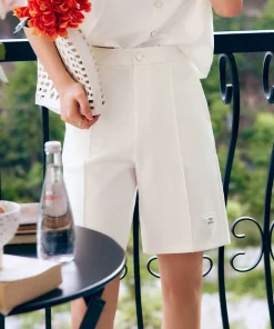 OLrain Women's Summer Shorts French Fashion White Casual Lady Short Pants 2025 Ladies High Waist Shorts Woman Clothes O22XK01008