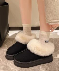 Alternative view of Faux Fur Winter Boots for Women Non Slip Plush Snow Boots Woman Thick Bottom Warm Cotton Shoes Platform Botas Mujer