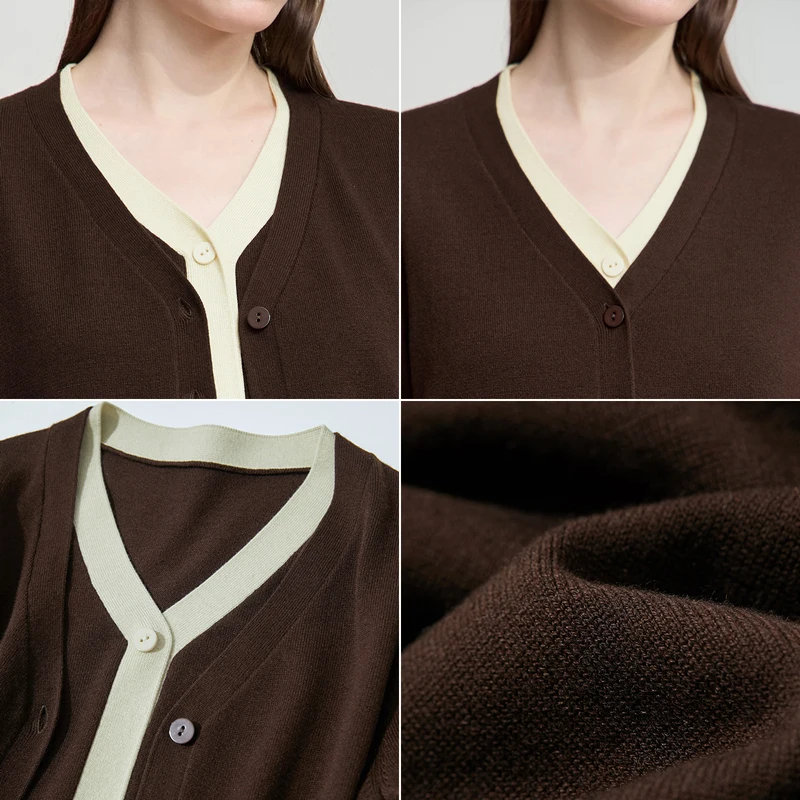 AMII Dress Ladies 2025 Autumn New Woman Clothing V-neck Fake Two-piece Knitted A-line Casual Elegant Dresses For Woman 12543051 - Image 6