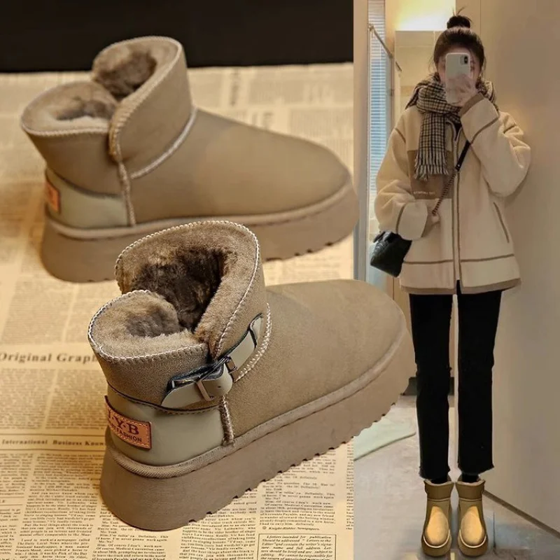 Retro Snow Boots Women Winter Women Shoes 2025 New Style Fleece-Lined Cotton Shoes With Thick Soles - Image 2