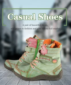 TMA EYES Women's Winter Leather Boots Simple Short Plush With Slip-On Closure Breathable And Anti-Slip Features