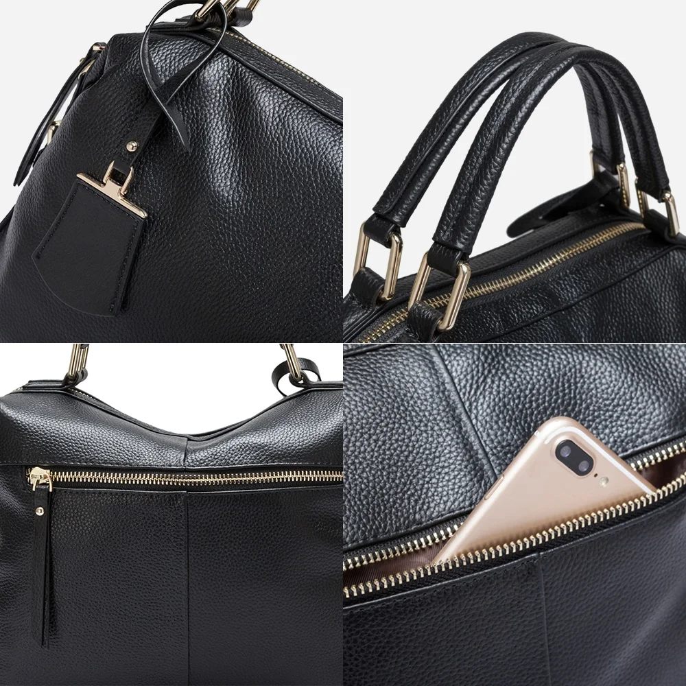 Zency Dark Blue Women Boston Bag 100% Genuine Leather Handbags Female Charm Crossbody Purse Luxury Shoulder Bags For Work Shoppi - Image 6