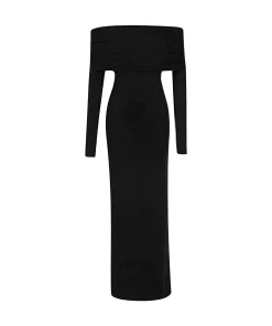 Alternative view of Elegant Off Shoulder Maxi Dress Bodycon Sweater Dress Solid Color Long Sleeve Knitted Party Dresses