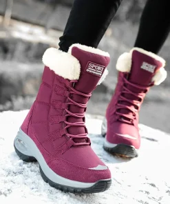 Women Thigh High Boots Platform Fur Warm Snow Boots Winter Shoes Waterproof Slip on Women Comfortable Outdoor Ankle Hiking Boots