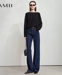 Alternative view of AMII Minimalist Jeans Pants Women 2025 Autumn New Classic Lady Trousers Cotton Straight Casual Woman Loose Denim Pants 12543031
