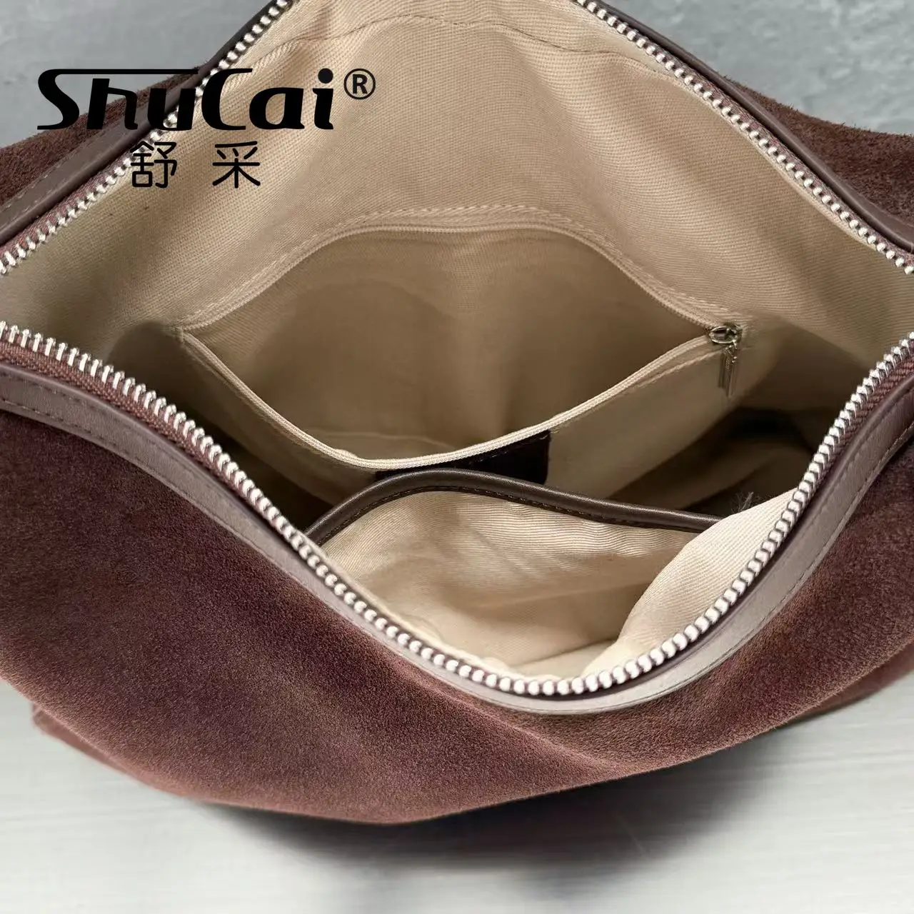 Genuine Grade Suede Leather Luxury Designer Large Capacity Women's Tote Bag Vintage Shoulder Crossbody Underarm Bags Trendy New - Image 5