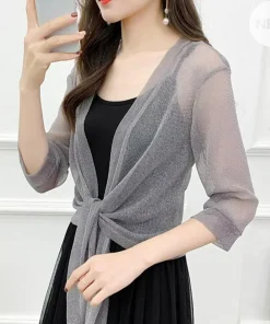 Alternative view of Summer Cardigan Ladies Sexy Thin Sunscreen Short Jacket ling Dress Thin Short Coat Short Type Shawl Sunscreen Jacket Cardigan