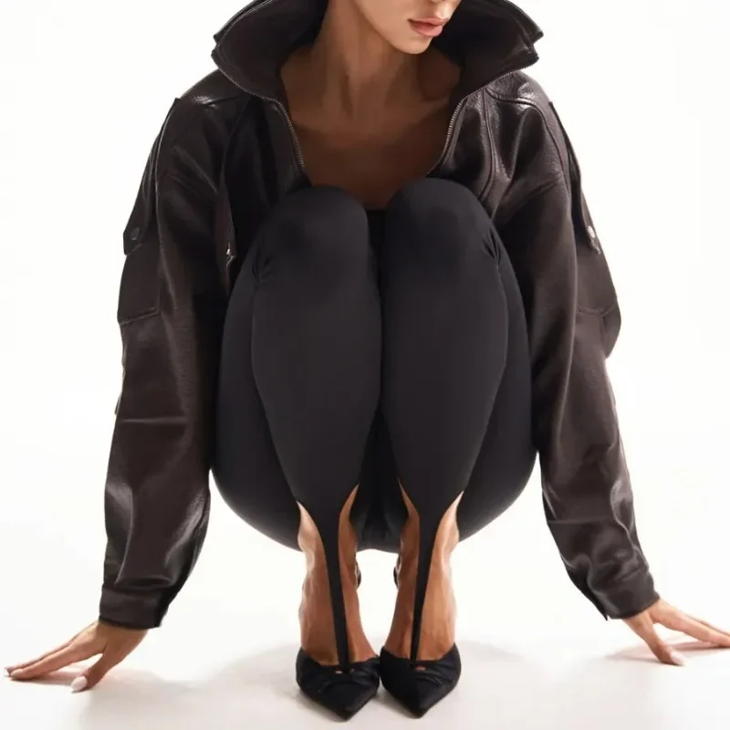 Black Leggings Women Personality New Footless Pantyhose with Reinforced Toe Loop Design Seamless High Waist Butt Lifting Pants - Image 6