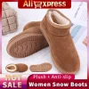 Newest Women Winter Snow Boots Slip On Short Boots Water Resistant Comfort Ankle Boots Faux Fur Lining Boots Thermal Plush Boots
