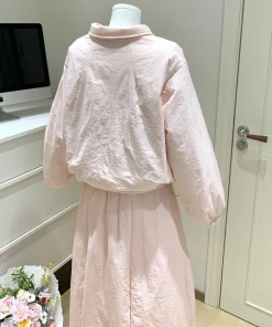 Alternative view of Women's Autumn Winter Casual Two Pieces Cotton Padded Skirt Set Lady Streetwear Lovely Quilted Long Sleeve Jacket+ Long Skirt