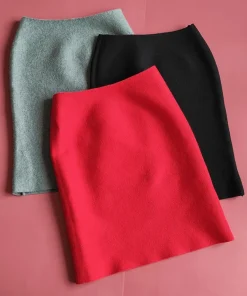 Girls' Skirt Spring and Autumn Baby Pencil Skirt Elastic Slim Fit One Step Skirt Red Children's Casual Skirt