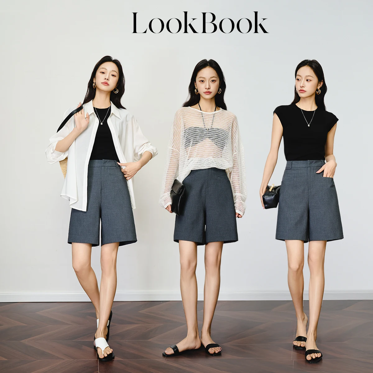 OLrain Grey Trendy Shorts 2025 Summer Straight Zip Up Blended Shorts Business Work Shorts Woman Pockets Ladies Pants O57XK99322 - Image 4