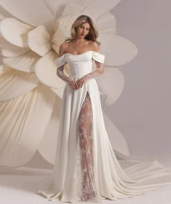 Mordern Off Shoulder Wedding Dresses A-Line Bridal Gown For Wedding Customized Bride Dresses vestidos de novia robe de mariée