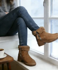 Alternative view of Women Snow Boots 2026 Winter New Solid Color Plush Zipper Thick Bottom Anti Slip Warm Cold Proof Cotton Shoes Snow Boots