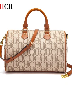 CHCH Women's Pillow Bag Autumn/Winter New Collection Letter Handbag Brown Boston Bag