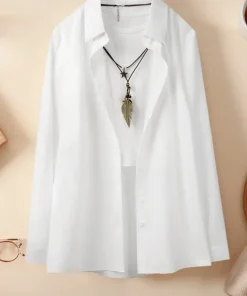 Alternative view of Plus Size Shirts 2025 Summer New Women's Casual Loose Fashion Top Elegant Korean Style Solid Sweet Blouses Single-breasted Lapel