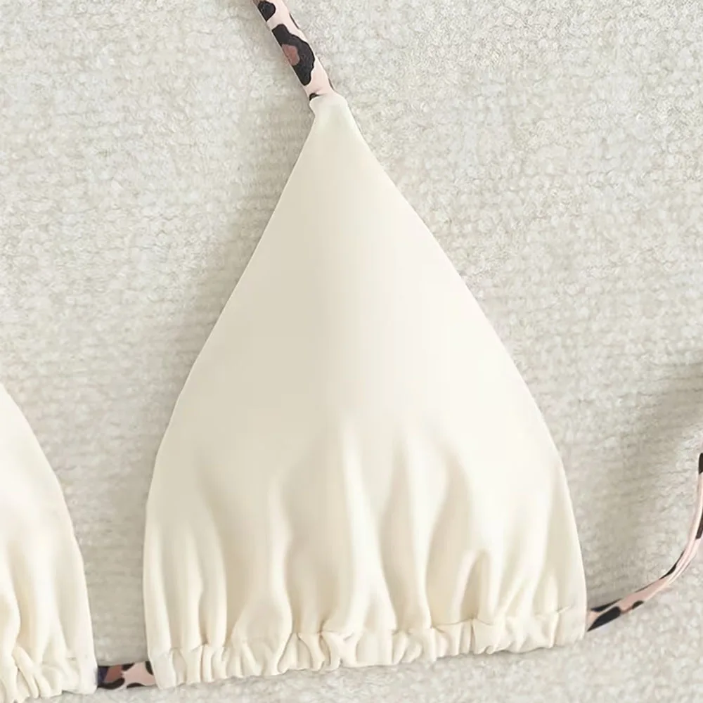 Women's fashionable bikini swimsuit, leopard print, tie-up design, beach vacation set - Image 3