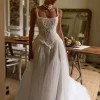 New Arrival Charming Appliques Wedding Dress Shinny Beaded Thin Straps Bridal Gown Customized A-line Tulle Dresses For Bride