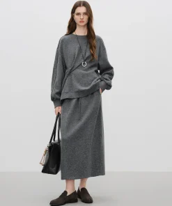 Alternative view of FSLE【Premium Series】Round Neck Twisted Sweatshirt Suit Women's Winter 2025 New Style Simple Long Skirts Sets Ins Casual