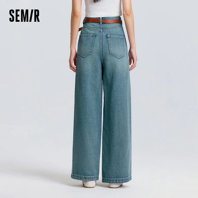 Semir Jeans Women High-waisted Wide-leg Trousers 2025 New Spring Long Trousers Street Style Trendy Versatile Trousers - Image 3