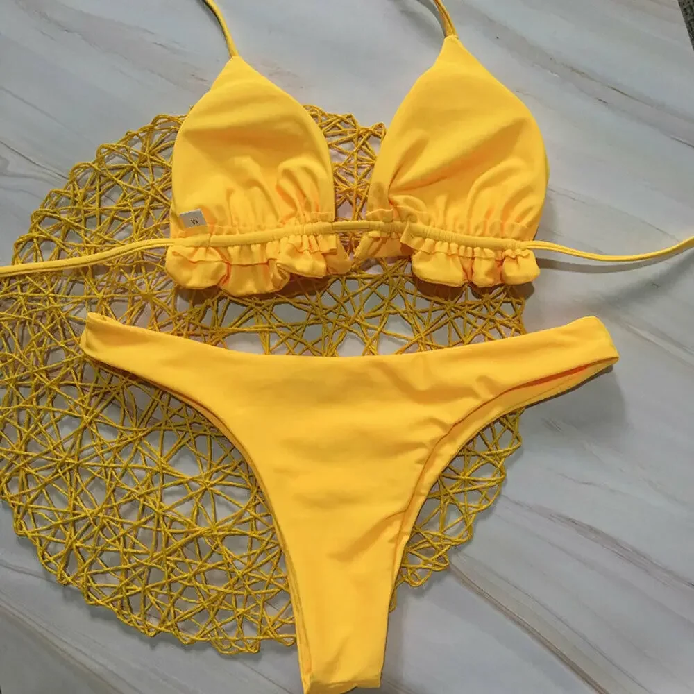 Summer Swimsuit Women Sexy Lace Up Padded Push-up Bikini Set Bandage Brazilian Swimwear Bathing Suit Beachwear - Image 4