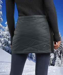Women's Zippered Puffer Skirt Quilted Insulated Winter Skirt for Skiing Hiking Running Golf With Pockets