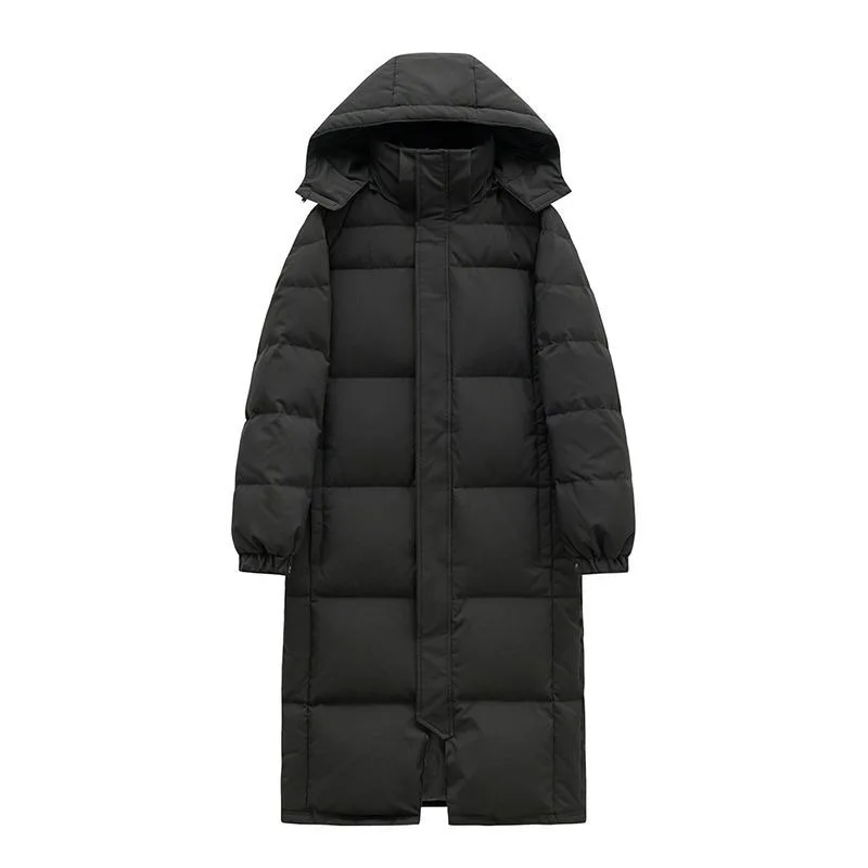 Mid drama down cotton jacket for women, slim fit cotton jacket for women, over the knee 2025 new thick cotton jacket jacket for