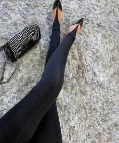 Alternative view of Black Leggings Women Personality New Footless Pantyhose with Reinforced Toe Loop Design Seamless High Waist Butt Lifting Pants