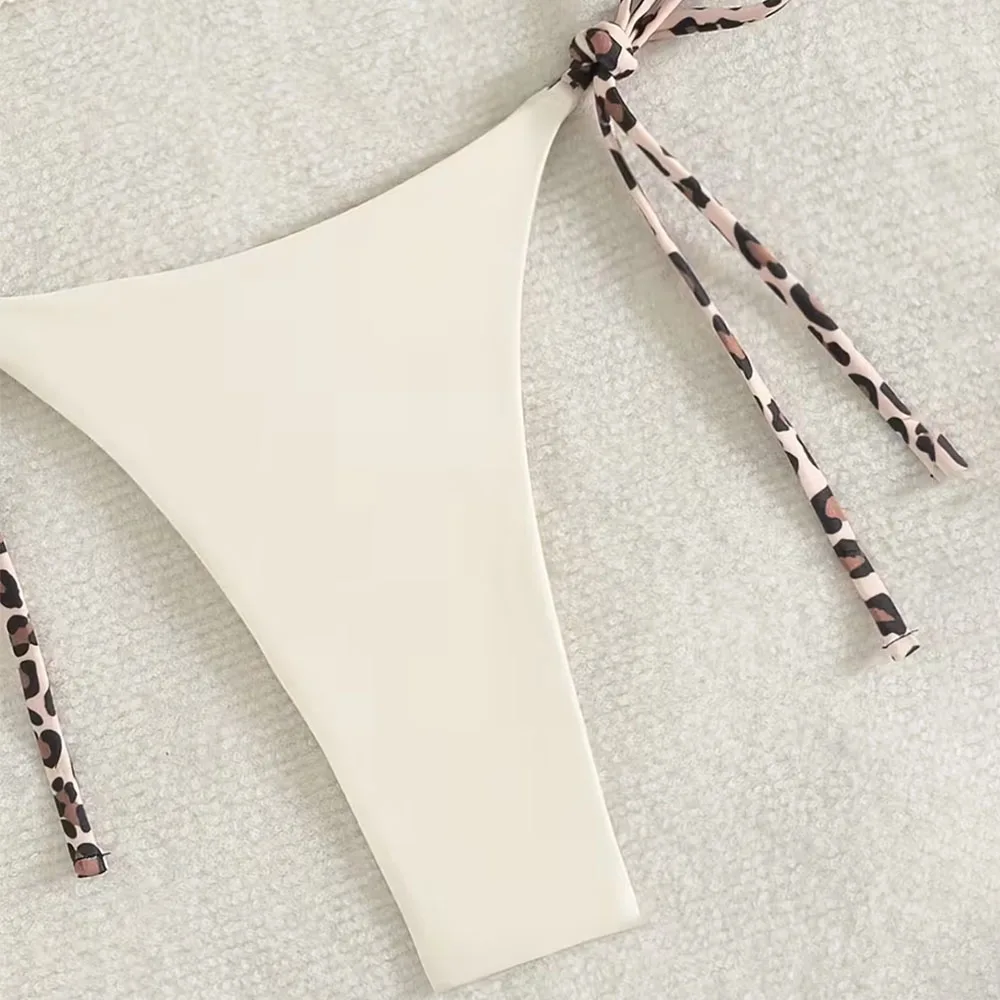 Women's fashionable bikini swimsuit, leopard print, tie-up design, beach vacation set - Image 5