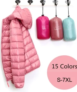 Women Puffer Jacket 15 Colors Plus Size 5XL 6XL 7XL 2025 New Spring Autumn Female Ultra Lightweight Packable Hooded Down Coats