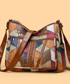 Women's Elegant Vintage Crossbody Bag Trendy HandBag Fashion Multi-pockets Shoulder Bag All-match Retro Crossbody Bag for Daily