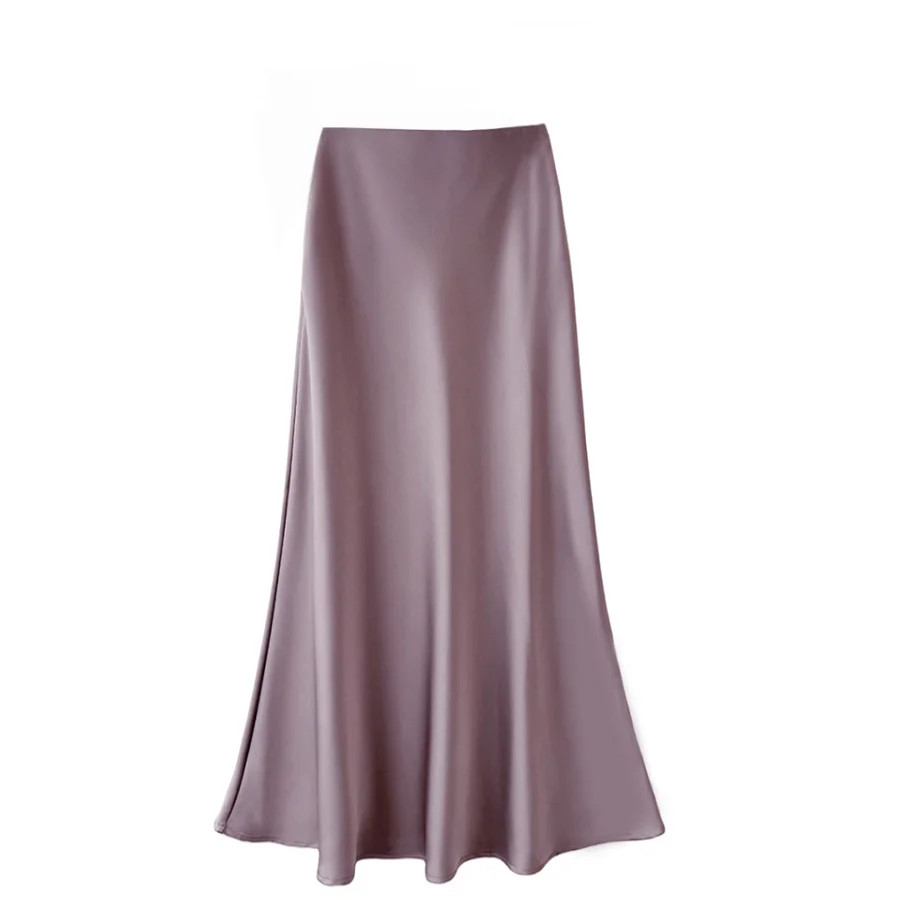 High waisted slimming mid length satin acetate silk smooth half skirt 2024 spring/summer new wrap buttocks fishtail A-line long - Image 3