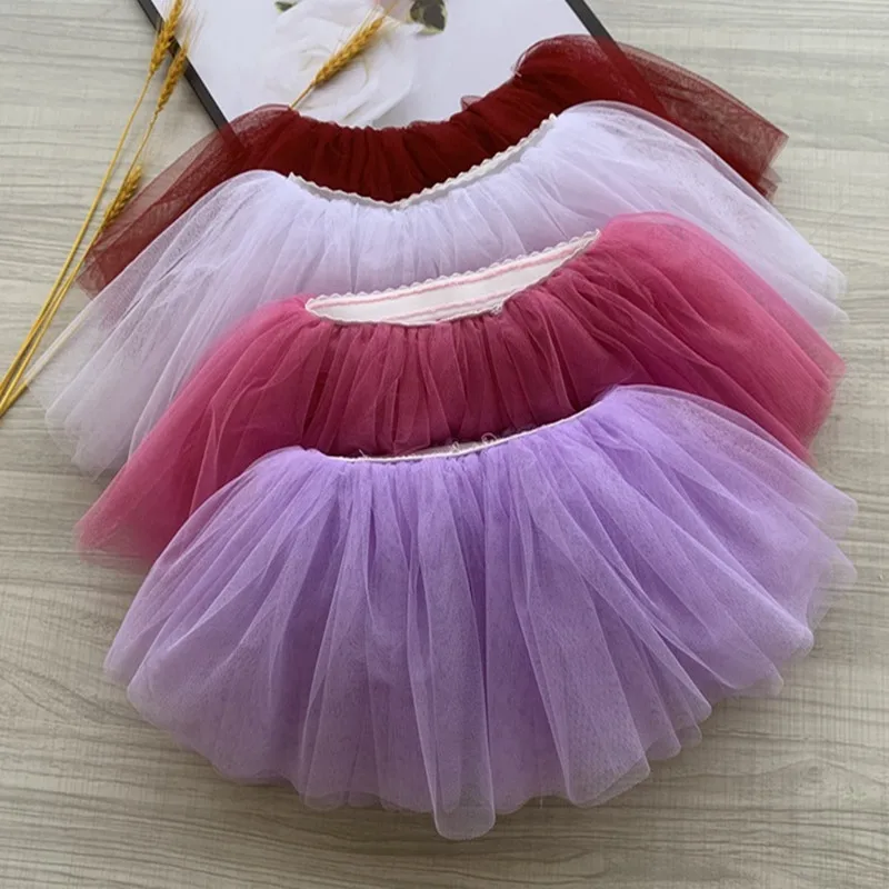 Children's Dance Skirt Soft Yarn Ballet Skirt White Tutu Four-Layer Performance Skirt Female - Image 2