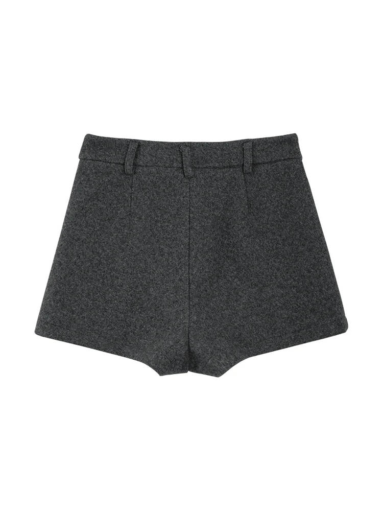 Women's 2025 Winter Thick Wool Blend Shorts - Korean High Waisted Slimming Bodycon 3/4 Booty Shorts - Image 2