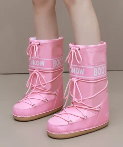 Alternative view of European Women's Waterproof and Non-slip Cloth Space 2025 New platform heels Short Tube Thickened Warm Snow Boots