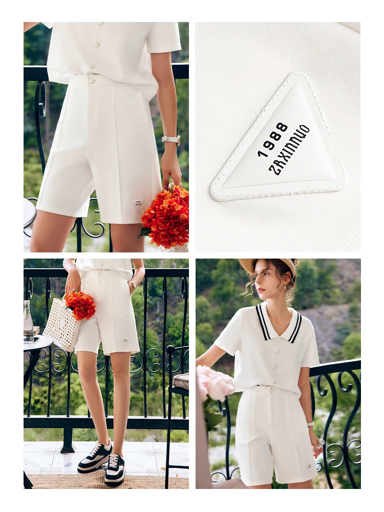 OLrain Women's Summer Shorts French Fashion White Casual Lady Short Pants 2025 Ladies High Waist Shorts Woman Clothes O22XK01008 - Image 4