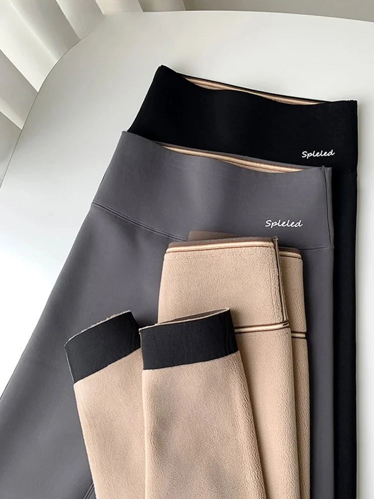 Women Winter Alpaca Velvet Warm Leggings High Waist Slimming Long Pants Warm Cotton Trousers Trendy Base Layer Pants - Image 6