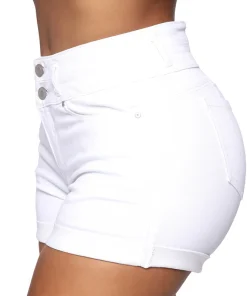 Alternative view of Liooil Cotton Stretchy High Waist Jean Shorts Woman Summer 2023 Casual Sweat With Pocket Zipper White Black Cuffed Denim Shorts